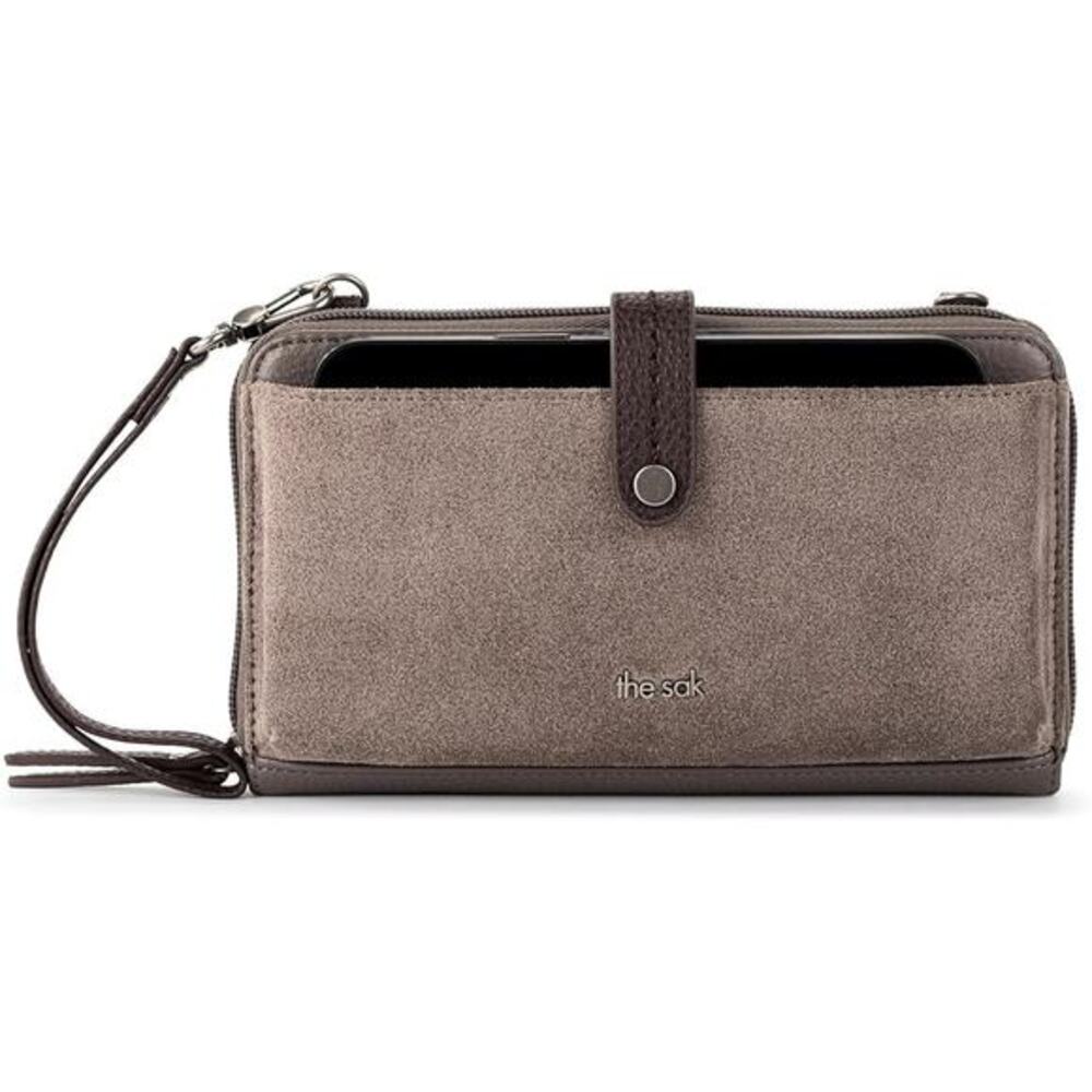The Sak Taupe Suede Wristlet Shoulder Bag